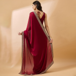 Embroidered Satin Saree